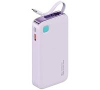Power bank USAMS con cavo USB-C retrattile, 10000 mAh, PD, 20 W, colore viola.