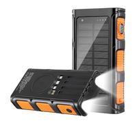 Power Bank Wireless Solar 26800 mAh con 4 cavi, generatori esterni, 3 A, ricarica rapida, 6 ingressi e 3 uscite, luce di emergenza a LED e bussola, pannello solare impermeabile anti-caduta per viaggi