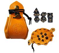 Power Beast Dungeon - 2 in 1 Borsa in Vera Pelle con Vassoio Dadi e Set di 7 Dadi Inclusi, per Monete e Tabacco, Dungeons and Dragons, D&D, Giochi di Ruolo