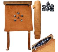 POWER BEAST Dungeon 2 in 1 Borsa Porta Dadi e Tavola Dadi, Vassoio con Set di Dadi, +7 Pezzi Dadi Inclusi, D&D, Dungeons And Dragons, DND, Rpg, Giochi di Ruolo. (Marron)