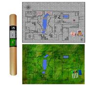 POWER BEAST Dungeon 2X Grid Game Mat + 4 Pennarelli e Gomme + 2 Scrigni del Tesoro, Tavolo da Gioco Riutilizzabile, D&D, Dungeons And Dragons, DND, Dungeon Master, Pathfinder.