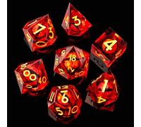 Power Beast Dungeon Set di Drago Occhio di Drago Rosso Rotante, 7 Dadi Poliedrici, D&D, Dungeons And Dragons, DND, Dungeon Master, Dadi di Ruolo