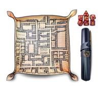 POWER BEAST Dungeon Tavola Dadi con Mappa, Vassoio Dadi, Set di Dadi, 7 Pezzi Dadi Inclusi, Dadi Poliedrici, D&D, Dungeons And Dragons, DND, Dungeon Master, Giochi di Ruolo
