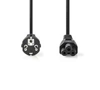 Power Cable | Schuko Male | IEC-320-C5 | Straight | Nichel Plated | 5.00 m | Round | PVC | Nero | sacchetto di plastica