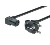 Power Cord, CEE 7/7 (Typ-F) - C13, 90ø angled M/F, 1.8m, H05VV-F3G 0.75qmm, black
