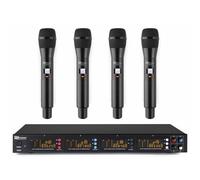 Power Dynamics PD504H - Set Radiomicrofono 4 X 50 canali UHF senza fili, 4 x Microfono palmare, 4 x 50 canali UHF, PLL, custodia in alluminio