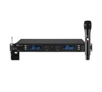 Power Dynamics Microfoni Radio UHF PD632C 2X – Set 2x20 canali, gelato e headset, valigetta nera