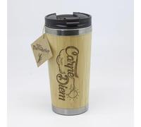 power gift - Tazza termica in bambù con testo stampato: CARPE DIEM. Ideale per le esigenze quotidiane e lunghe gite. Regalo per chiunque e per tutte le questioni.