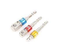 Power Hand Tools Driver Extension Socket Adapter Sets, Hex Shank Bit Square Nut Driver Set Power Drill Cordless Impact Sockets Bit Set Adapter(3pcs, b