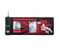 numskull DC Comics Superman XL - Tappetino per mouse da gioco RGB con caricabatterie wireless da 15 W, LED personalizzabile, antiscivolo, impermeabile