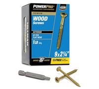 Power Pro 48598 Viti per legno, 9 x 2-1/4", Viti per esterni Premium, Resistente alla ruggine, Bronzo rivestito in resina epossidica, Scatola da 113 pz