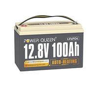 Power Queen Batteria 12 V 100 Ah Auto-Heating LiFePO4, con 100 A BMS, supporto Low Temp. 4°F/-20°C, batteria al litio ferro con 4000+ cicli, perfetta per camper e sistemi off-grid