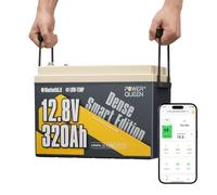 Power Queen Batteria al litio 12V 320Ah MINI con Bluetooth per Camper | L 189 mm, BMS intelligente da 200A, batteria a ciclo profondo da 4096Wh. Perfetto per VAN, Impianti Solari e Off-grid