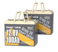 Power Queen Batteria LiFePO4 Bluetooth da 12V 100Ah, batteria al litio con protezione dalle basse temperature, BMS da 100A, durata della batteria di 10 anni Ideale per camper, campeggio 2 Pack