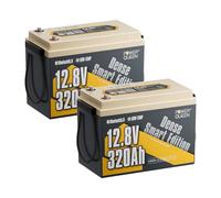 Power Queen LiFePO4 12V 320Ah Mini Batteria al litio con Bluetooth, con BMS 200A, protezione da basse temperature & IP65, accumulo di energia da 4096Wh per Camper, Roulotte e Caravan, 2 Pack