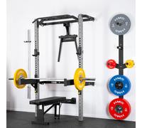 Power Rack da Muro con Panca, Porta Dischi e Barra per Trazioni