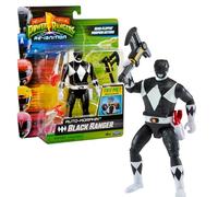 Power Rangers - Auto-Morphin, Figura articolata 2 in 1, 15 cm, Ranger Nero - Zack, per bambini dai 4 anni, PWG073