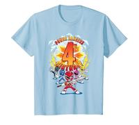 Power Rangers Awesome 4th Birthday Mini Action Shot Maglietta, Bambini, Celeste, 12 Anni