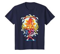 Power Rangers Awesome 4th Birthday Mini Action Shot Maglietta, Bambini, Navy, 12 Anni