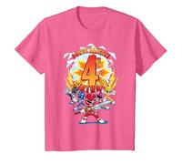 Power Rangers Awesome 4th Birthday Mini Action Shot Maglietta, Bambini, Rosa mélange, 12 Anni