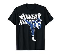 Power Rangers Blue Ranger Action Pose Logo Maglietta