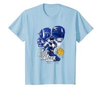 Power Rangers Blue Ranger Maglietta, Bambini, Celeste, 10 Anni