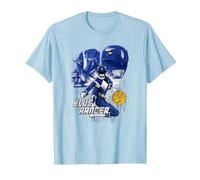Power Rangers Blue Ranger Maglietta, Uomo, Celeste, XL