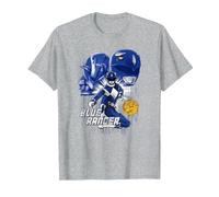 Power Rangers Blue Ranger Maglietta, Uomo, Grigio Melange, 3XL