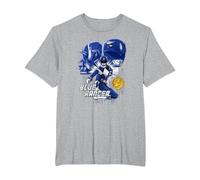 Power Rangers Blue Ranger Maglietta, Uomo Taglie Grandi, Grigio Melange, 2X Tall
