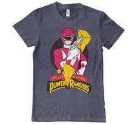 Power Rangers Licenza Ufficiale Red Ranger Pose Uomo Maglietta (Scuro-Heather), Medium