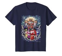Power Rangers Mighty Morphin' Megazord Starry Night Poster Maglietta, Bambini, Navy, 3 Anni