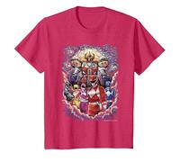 Power Rangers Mighty Morphin' Megazord Starry Night Poster Maglietta, Bambini, Rosso mélange, 2 Anni