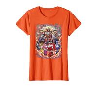 Power Rangers Mighty Morphin' Megazord Starry Night Poster Maglietta, Donna, Arancio, S