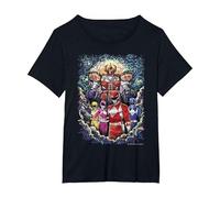 Power Rangers Mighty Morphin' Megazord Starry Night Poster Maglietta, Donna Plus-Size, Nero, 2X