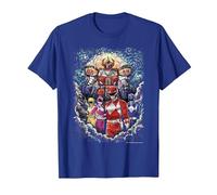 Power Rangers Mighty Morphin' Megazord Starry Night Poster Maglietta, Uomo, Blu Reale, S