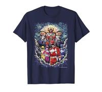 Power Rangers Mighty Morphin' Megazord Starry Night Poster Maglietta, Uomo, Navy, S