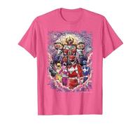 Power Rangers Mighty Morphin' Megazord Starry Night Poster Maglietta, Uomo, Rosa mélange, S