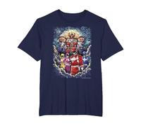 Power Rangers Mighty Morphin' Megazord Starry Night Poster Maglietta, Uomo Taglie Grandi, Navy, 2X Tall