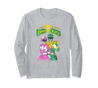 Power Rangers Mighty Morphin Power Couple Rangers Distressed Maglia a Manica