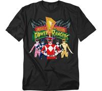 Power Rangers Mighty Morphin Unite T-Shirt Uomo Nero Maniche Corte Licenza