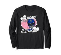 Power Rangers My Hearth Belongs 2 The Blue Ranger Distressed Maglia a Manica