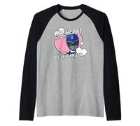 Power Rangers My Hearth Belongs 2 The Blue Ranger Distressed Maglia con Maniche Raglan