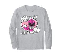Power Rangers My Hearth Belongs 2 The Pink Ranger Distressed Maglia a Manica