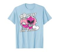 Power Rangers My Hearth Belongs 2 The Pink Ranger Distressed Maglietta