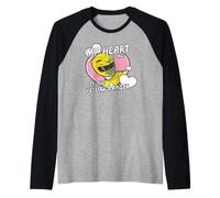 Power Rangers My Hearth Belongs 2 The Yellow Ranger Distress Maglia con Maniche Raglan
