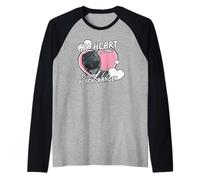 Power Rangers My Hearth Belongs To The Black Ranger Distress Maglia con Maniche Raglan