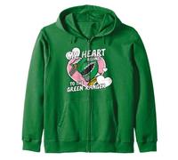 Power Rangers My Hearth Belongs To The Green Ranger Distress Felpa con Cappuccio