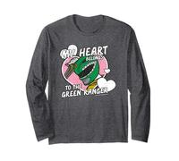 Power Rangers My Hearth Belongs To The Green Ranger Distress Maglia a Manica