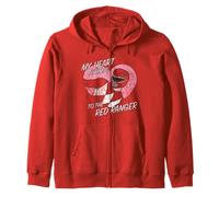 Power Rangers My Hearth Belongs To The Red Ranger Distressed Felpa con Cappuccio