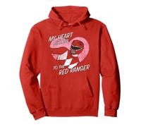 Power Rangers My Hearth Belongs To The Red Ranger Distressed Felpa con Cappuccio